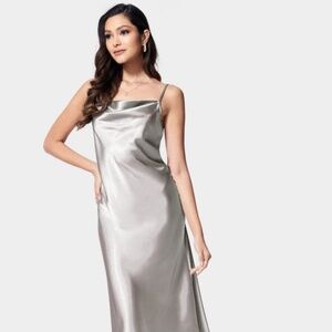 NWT bebe Satin Cowl Neck Slip Midi Dress